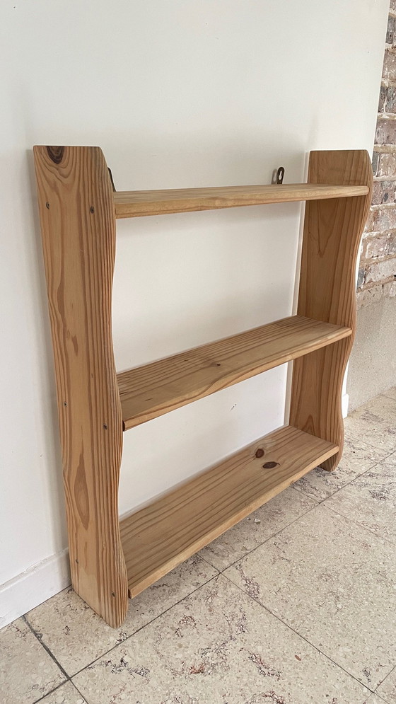 Image 1 of Scaffale vintage in legno grezzo a 3 ripiani