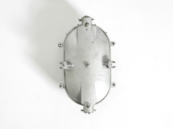 Image 1 of Rare grande lampe d'usine vintage des années 1950, en aluminium moulé et en verre.