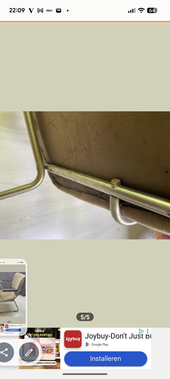 Vintage Gispen 352 Armchair HC Hoffman. – Dining chairs, Textile, Chrome (photo 3 of 5)