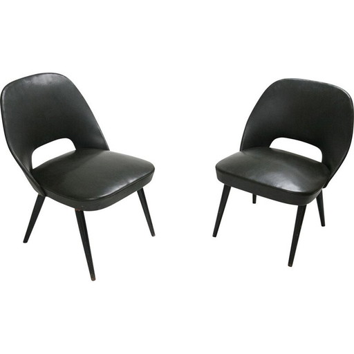 Set di 2 poltrone nere vintage, Italia, anni '60