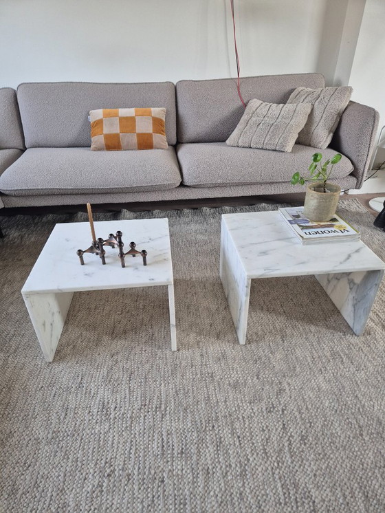 Image 1 of 2x vintage Carrara marble coffee tables