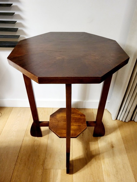 Image 1 of Art Deco wooden side table or plant table, octagonal