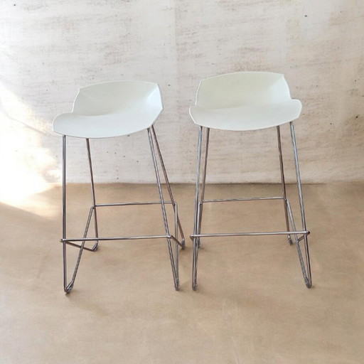 2 taburetes blancos de diseño para bar/cocina, Kaleidos Cami