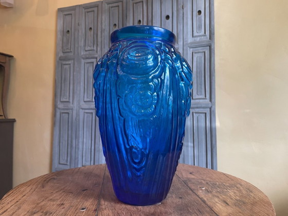 Image 1 of Art Deco Vase 1930 Cobalt Blue French