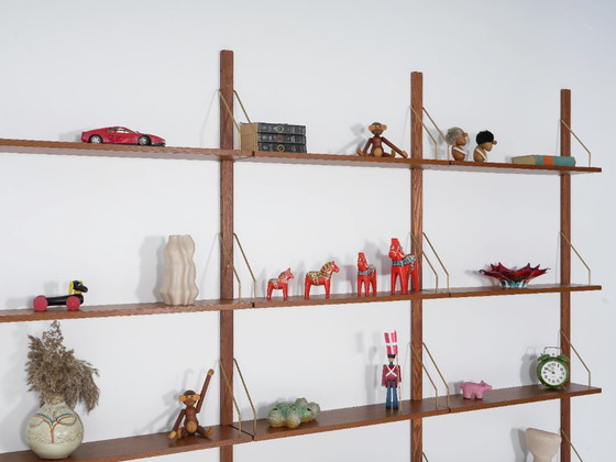 Image 1 of Modulaire wandkast van teakhout, Deens design, jaren 60, gemaakt in Denemarken.