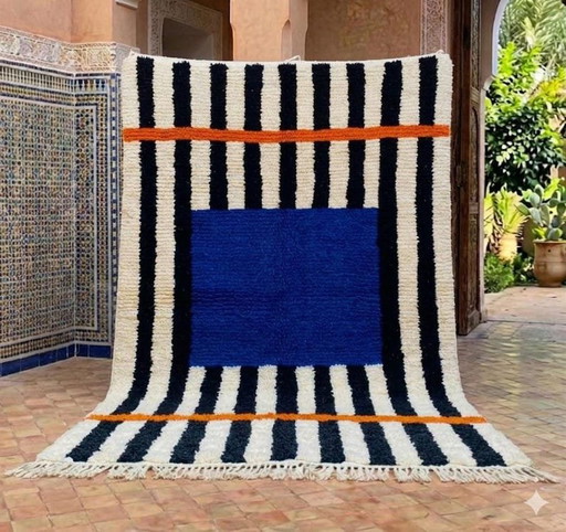 Tapis berbère en laine sur mesure traditionnelle authentique 150/250 cm – Ahrend, vloerkleden en tapijten, Wool