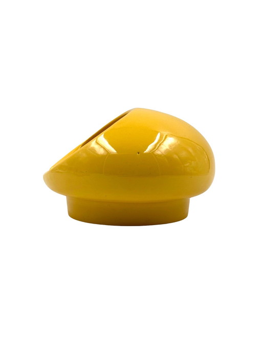 Space Age Yellow Ceramic Ashtray, Viba Italy 1970s