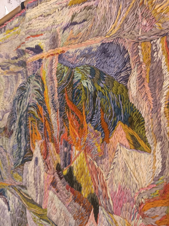 Brutalist Scandinavian Tapestry 70s – Art, Bamboo, Wool (photo 7 of 9)