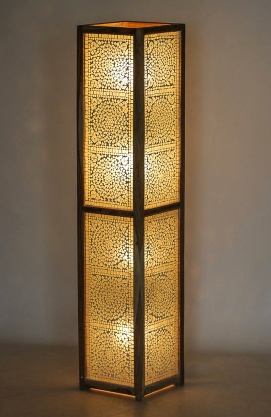 Östliche Mosaik Stehleuchte 120cm – Stehleuchten, Glas, Holz (photo 2 of 6)