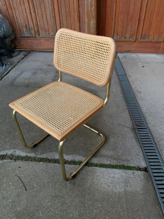 Mid-Century Modern Italian Marcel Breuer B32 Cesca Chair, 70s – Adjustable recliner chair, Metal, Brass (photo 3 of 8)