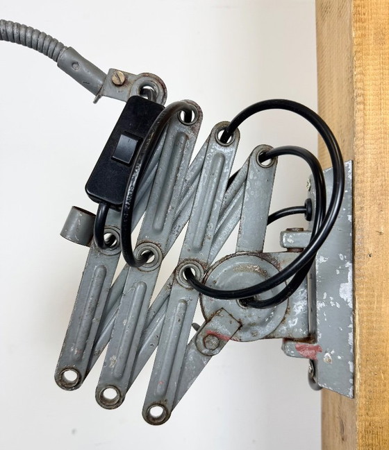 Image 1 of Grey Industrial Gooseneck Scissor Wall Lamp from Elektroinstala, 1960s