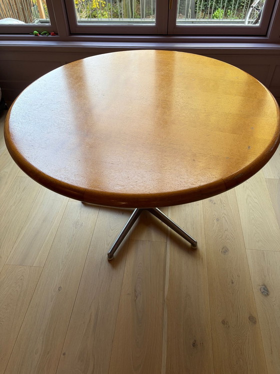 Image 1 of Round Teak Dining Table Vintage 60s-70s