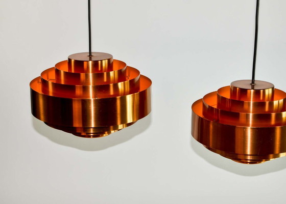 Image 1 of Raro set di esclusivi pendenti in rame "Ultra" disegnati da Jo Hammerborg per Fog & Morup. Danimarca, anni '60.