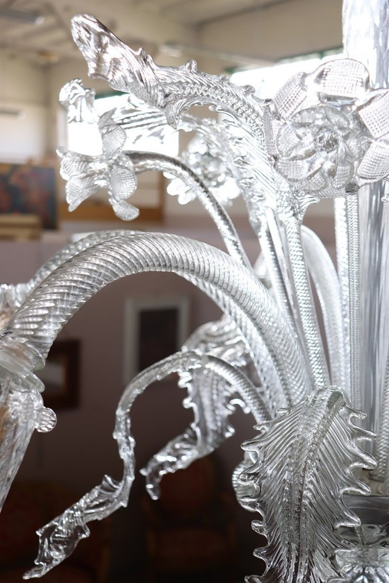 Image 1 of Transparenter Kronleuchter aus Muranoglas, 1980er Jahre