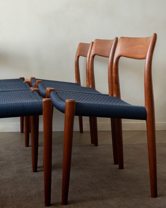 Image 1 of Danish Modern Teak Dining Chairs Model 77 by Niels Otto Møller for J.L. Møllers Møbelfabrik, Denmark, 1960s, Set of 6