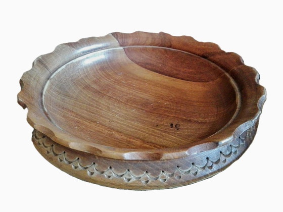 Image 1 of Vintage Hand Carved Wooden Bowl, Dish, Plate 