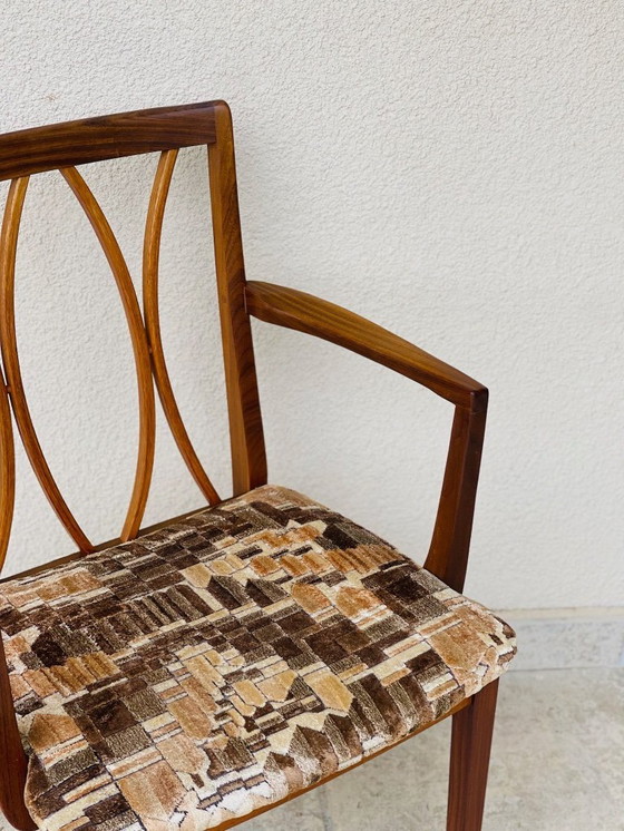 Image 1 of Paire de chaise et fauteuil vintage en teck et tissu, 1960