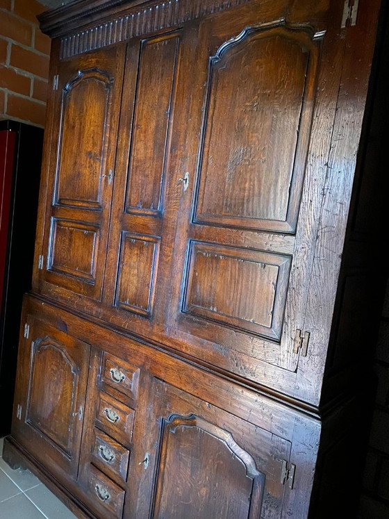 Credenza Antica in Rovere (Buffet À Deux Corps) – Rovere Massiccio – Armadi a muro, Wood, Brass (photo 5 of 6)