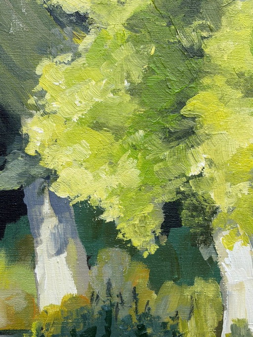 On My Way to School II – Landscape with Pond | Acrylic on canvas