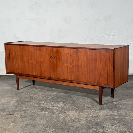 Danish Teak Tambour Sideboard, Attributed to Svend Aage Larsen for Faarup Møbelfabrik, 1960s, Wood, Brown (photo 4 of 20)