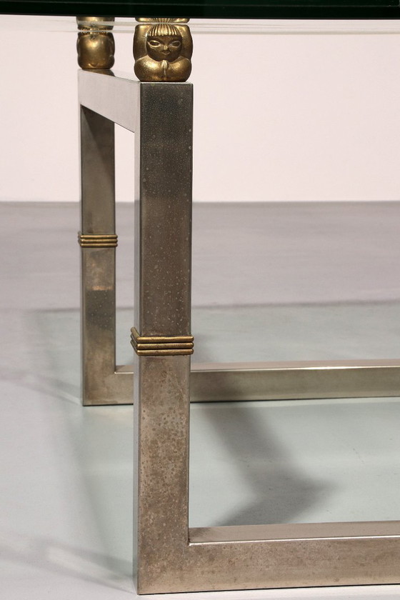 Image 1 of Tavolino da caffè in vetro Peter Ghyczy con struttura in acciaio inossidabile Biri T29