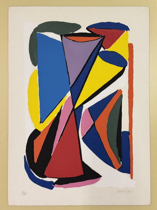 Sérigraphie de Sante Monachesi 50x70cm, composition, Futurisme