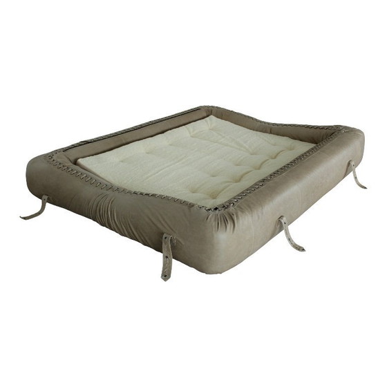 Image 1 of Sofá cama "Anfibio" de tres plazas de cuero gris de Alessandro Becchi para Giovannetti, Italia, años 70