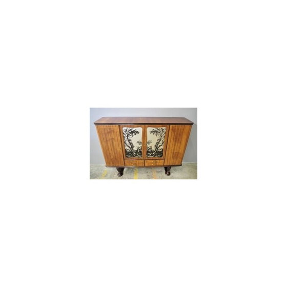 Image 1 of Vintage mobile sideboard in cherry wood veneer, Italy 1950