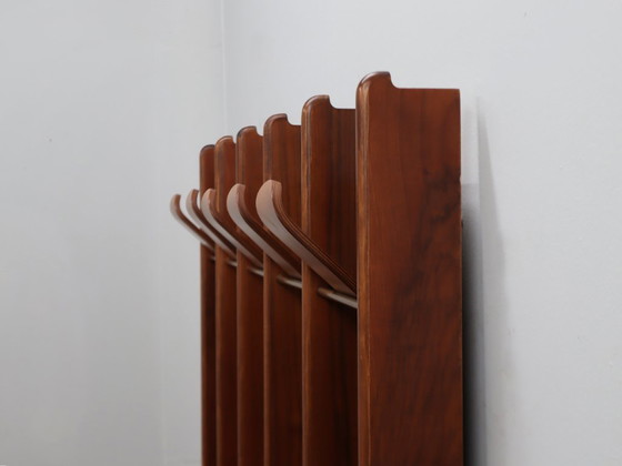 Image 1 of Vintage La Moderna houten kapstok uit de jaren 70 met spiegels voor in de hal.