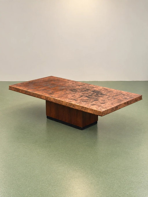 Table basse en cuivre gravé de Heinz Lilienthal, années 1970