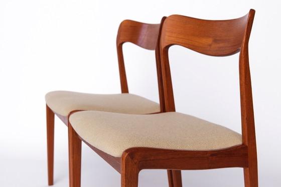 Image 1 of Set of 4 Danish Teak Chairs – 1960s Mid-Century Modern Dining Chairs, Restored & Reupholstered, Made in Denmark