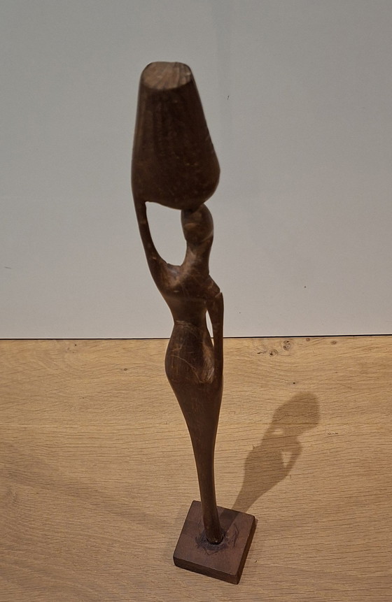 Image 1 of Afrikaans vintage abstract houten handgemaakt beeld vrouw