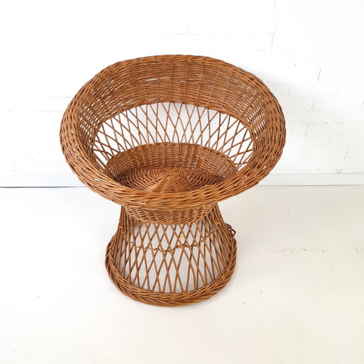 Sedia rotonda vintage in rattan degli anni '60/'70