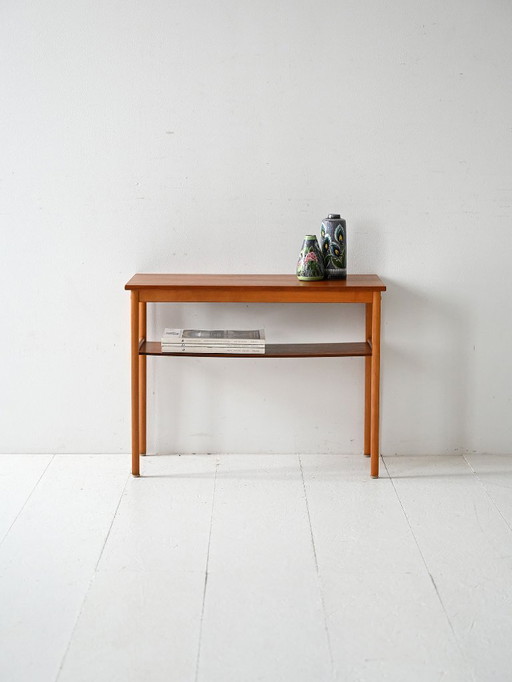 Mesa de centro escandinava vintage de los años 50 en haya y teca.