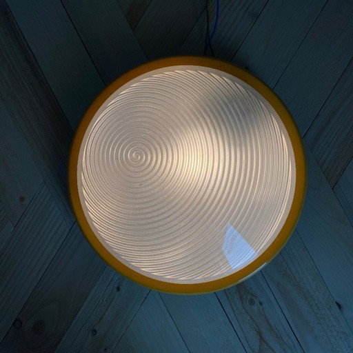 Prisma plafoniera rotonda in vetro Nova modello vintage giallo