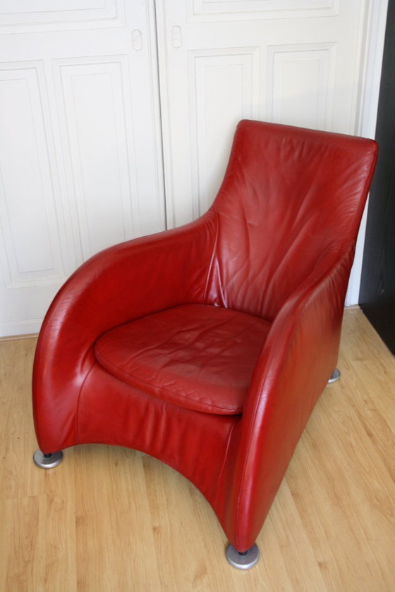 Image 1 of Set di 2 poltrone Montis Loge, in pelle rossa e nera