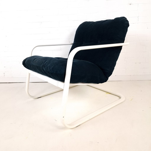 Poltrona vintage Ikea Rörberg, anni '90, metallo bianco, blu
