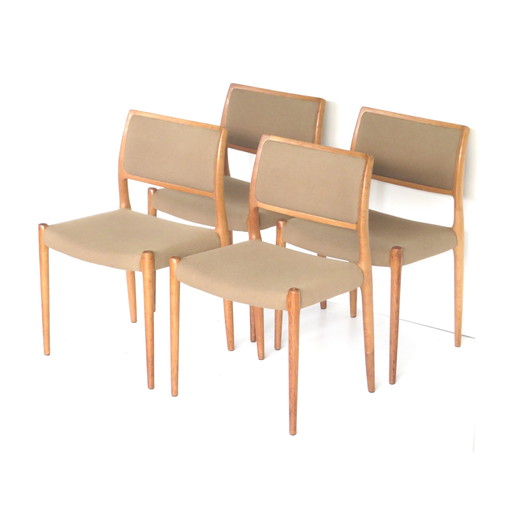  Set Of 4 Chairs By Niels Otto Møller Model 80 From The Sixties