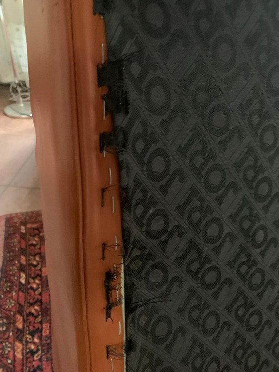 Image 1 of Jori design footstool in orange leather, mobile