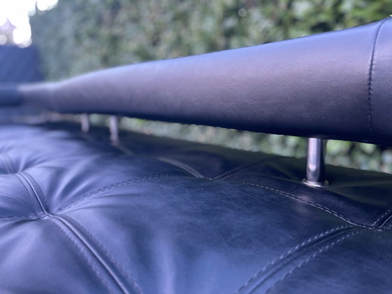 Image 1 of Montèl Cipriani design hoekbank zwart leer met hocker – Iconisch Nederlands design – Premium zwart lederen comfort