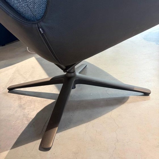Cor Cordia Lounge Fauteuil avec pouf, Cuir, Métal, Noir (photo 5 sur 5)