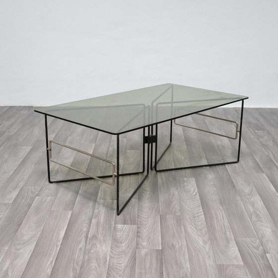Image 1 of Low Coffee Table Geometric Design 1970s Vintage Modern