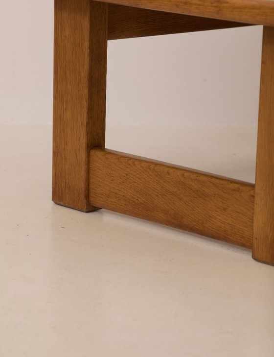 Image 1 of Vintage vierkante salontafel van massief iepenhout, Dlg Regain, circa 1980.