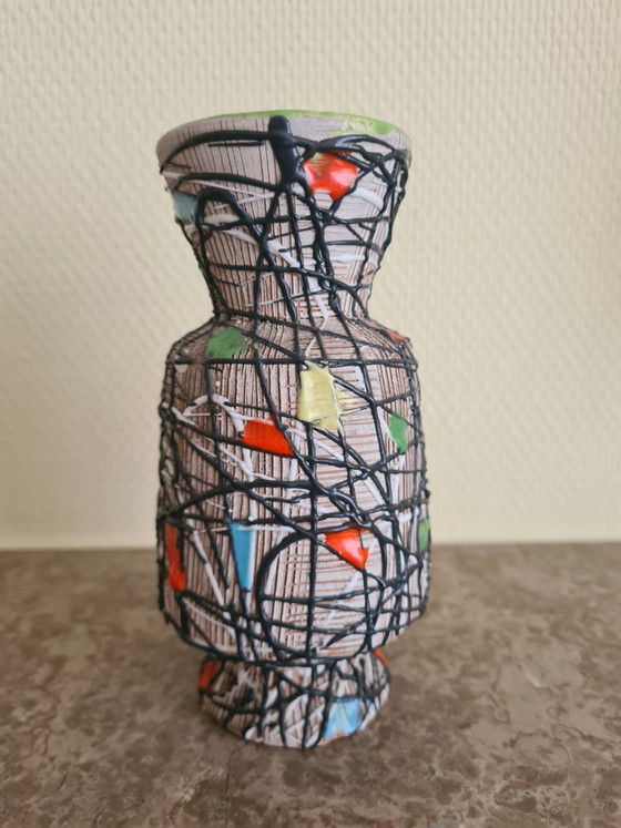 1955 Deruta Pottery Vase Volpi Handmade Avant-Garde Sgraffito Ceramic Italian Mid-Century Design (photo 3 of 5)