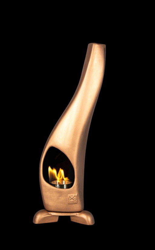 Corneli Hot Design bio ethanol fireplace, copper color, limited edition piece