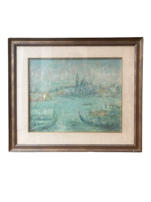 Oil Painting on Wood Panel of Venice by Traversa, 1970s – schilderijen tekeningen