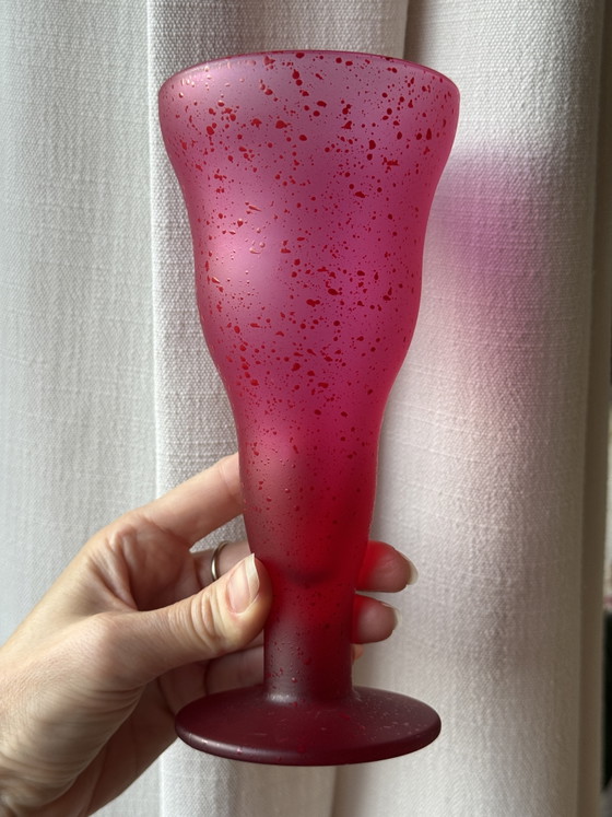 Lot de 5 coupes à glace vintage Montana en verre rose et rouge années 90 – Accessoires de table, Glass (photo 3 of 9)