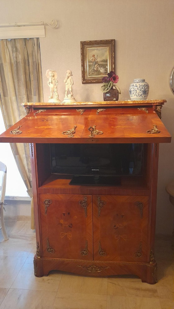 Image 1 of Mobile "Palissandro" (per TV, bar o ripostiglio) con ornamento in bronzo