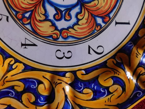 Image 1 of Siciliaanse keramische kunstklok uit 1978, met de hand beschilderd. Junghans-uurwerk.