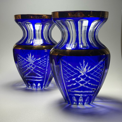 A pair of crystal vases